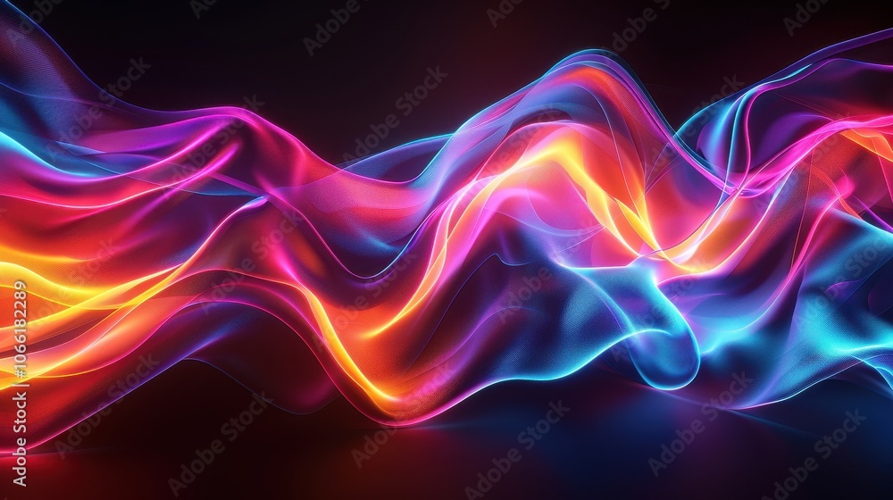 Abstract Neon Waves of Pink, Yellow, and Blue Abstract Neon Waves of Pink, Yellow, and Blue