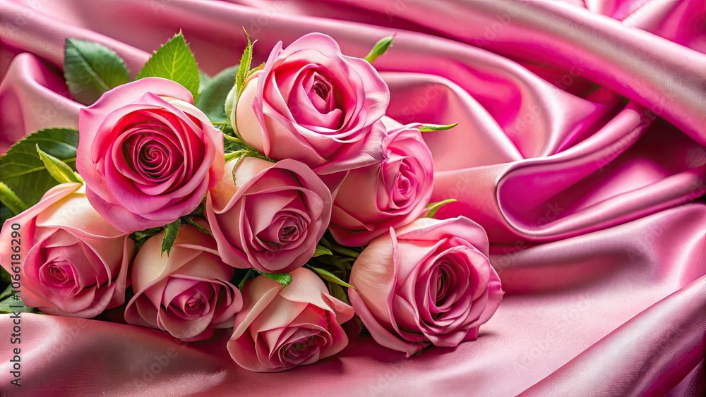 Beautiful Pink Roses on Satin Cloth - Top View Floral Arrangement, Romantic Background, Elegant Decor, Nature Photography, Soft Textures, Floral Aesthetics, Perfect for Invitations and Wall Art Beautiful Pink Roses on Satin Cloth - Top View Floral Arrangement, Romantic Background, Elegant Decor, Nature Photography, Soft Textures, Floral Aesthetics, Perfect for Invitations and Wall Art