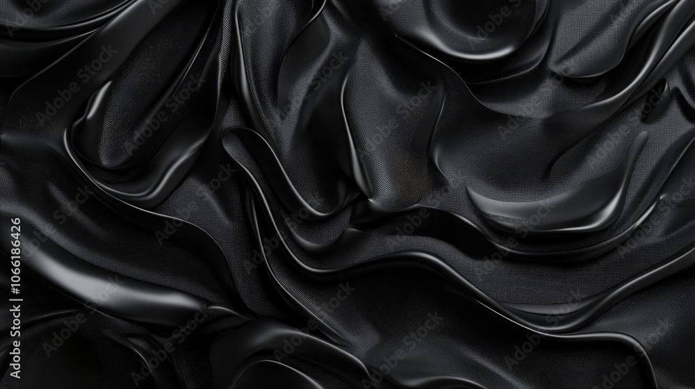 Fototapeta premium Abstract Black Draped Fabric with Textured Surface