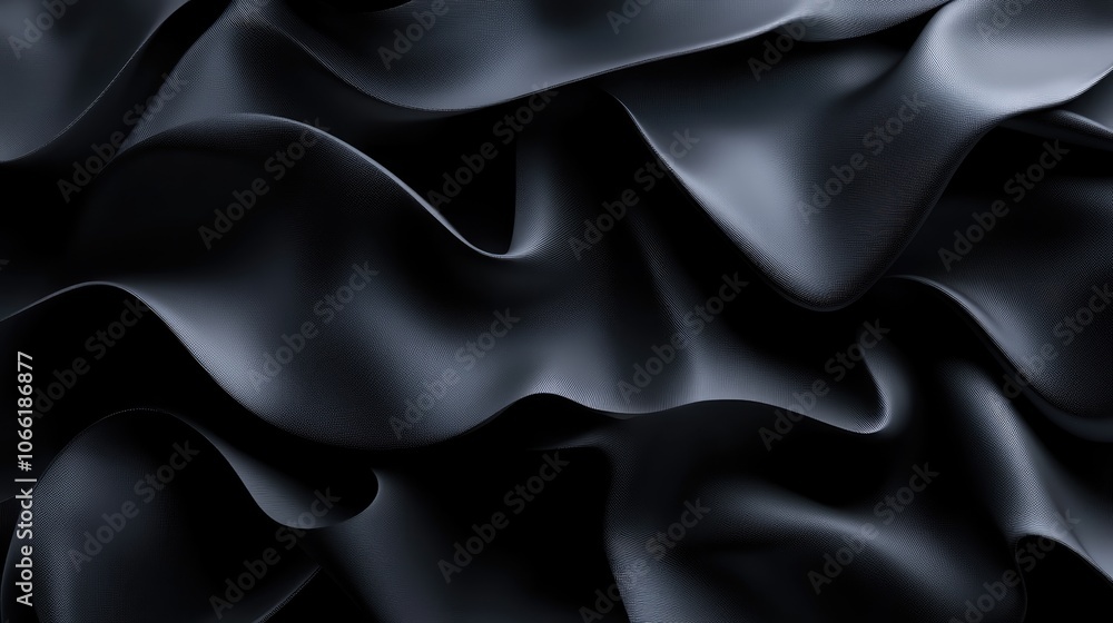 Obraz premium Abstract Wavy Black Fabric with Textured Surface