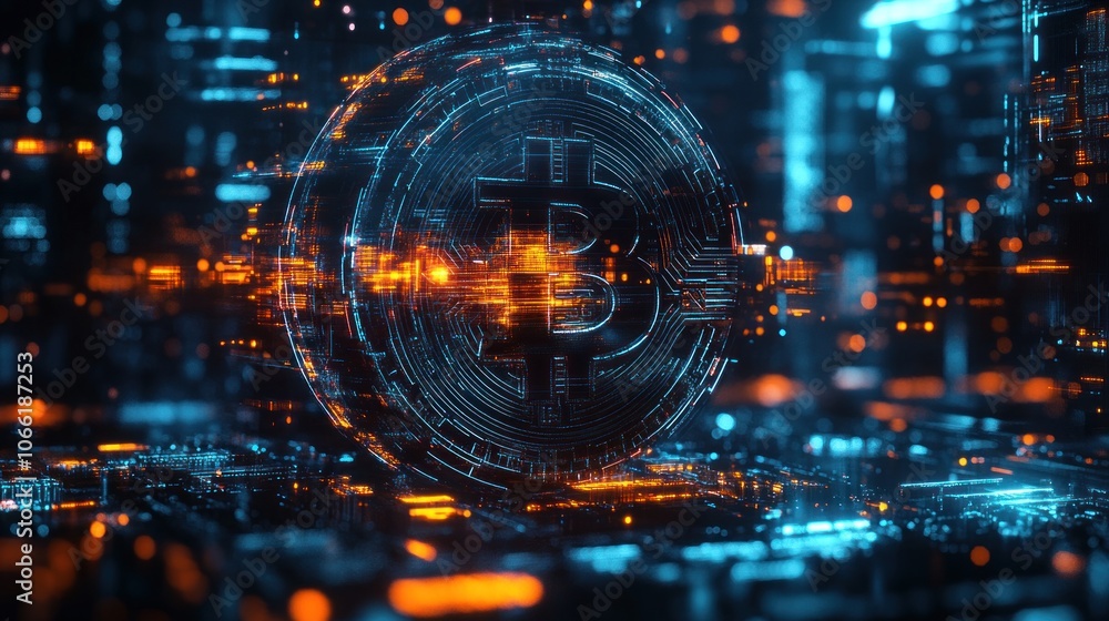 Obraz premium Digital Bitcoin Sphere