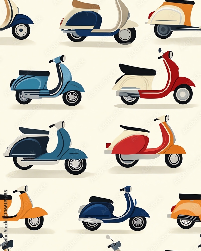 Fototapeta premium Vintage cars and scooters