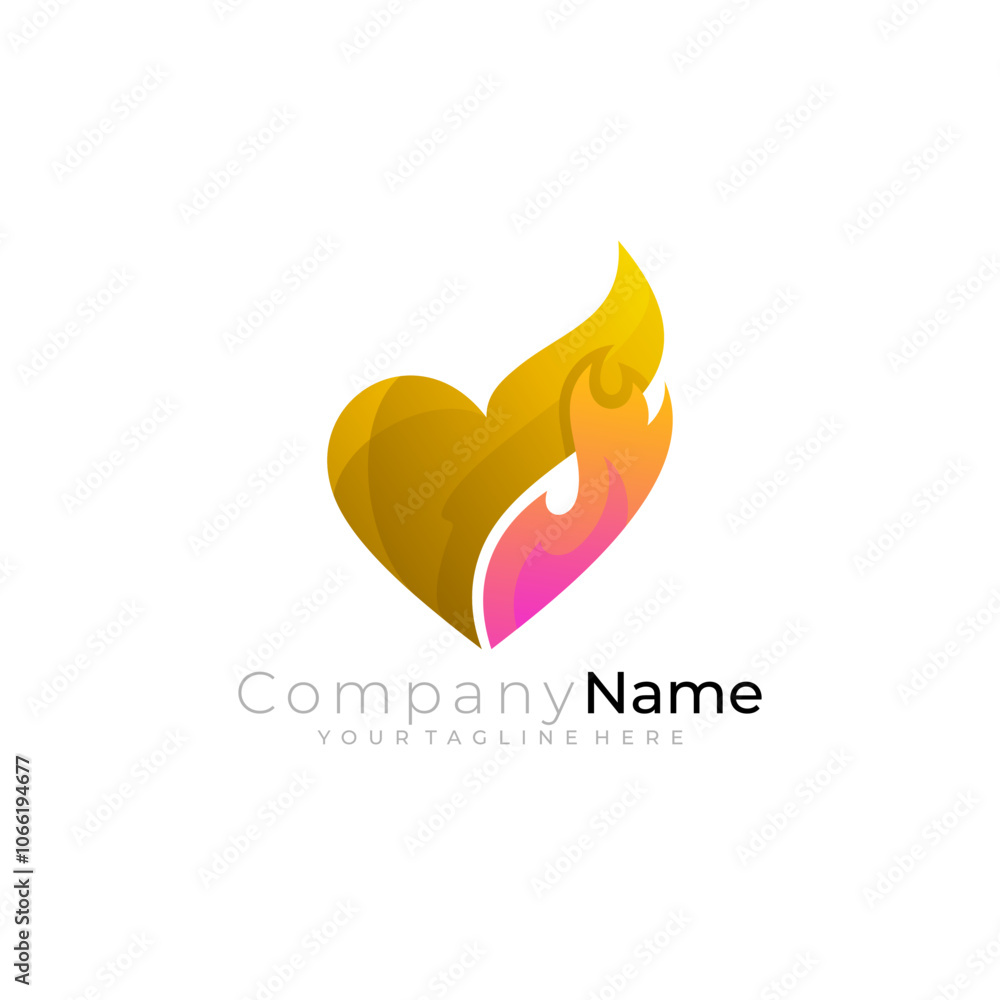 Obraz premium a combination of the love logo and burning fire, 3d style