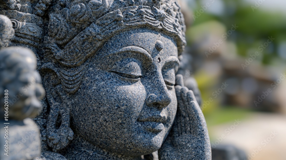 Stone Buddha Statue Close up Serene Face Meditation Asian Art Spirituality Stone Buddha Statue Close up Serene Face Meditation Asian Art Spirituality