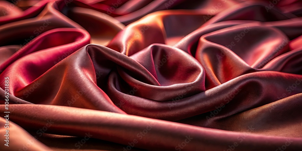 Fototapeta premium Abstract Drapery of Deep Red Silk Fabric With Subtle Variations in Color and Texture