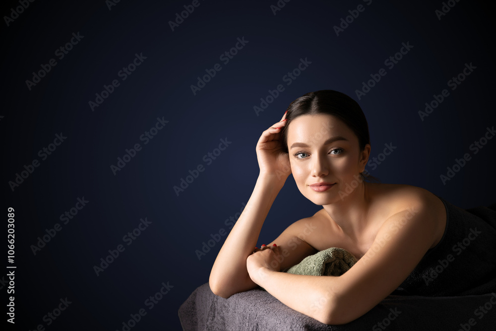 A portrait of a young girl, on a dark background. A portrait of a young girl, on a dark background.