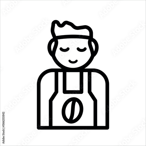 Smile man barista icon in outline style