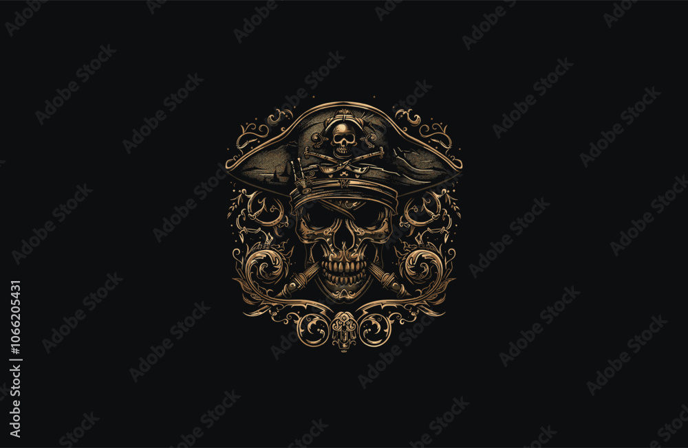Fototapeta premium Pirates logo design vector vintage