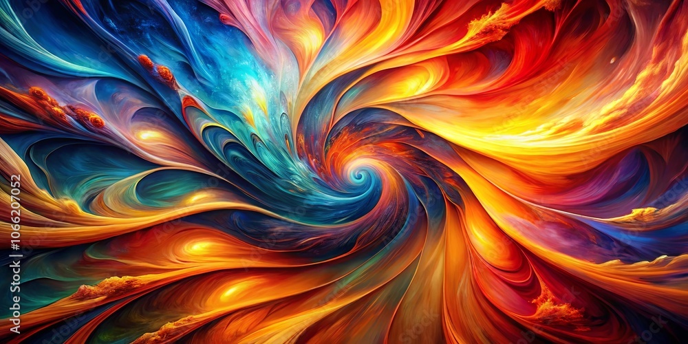 Obraz premium Abstract Swirling Symphony of Hues and Shapes, Embracing a Central Vortex of Motion and Energy