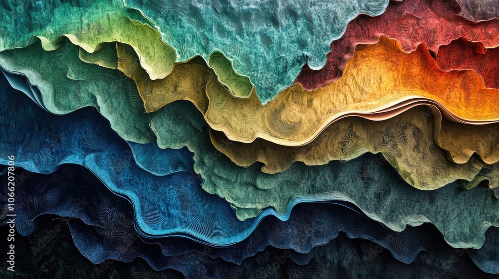 Obraz premium Swirling colors blend harmoniously, creating an enchanting display of abstract patterns that evoke a sense of wonder and intrigue as evening settles in.