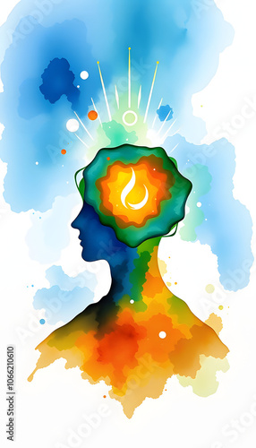 global warming climate change abstract art spiritual mind human watercolor painting illustration design hand drawing isolated with white highlights, png