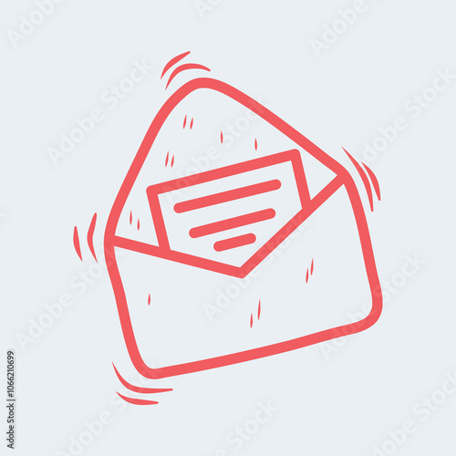 e-mail and inbox icon social media elements vector doodle illustration, hand drawn elements