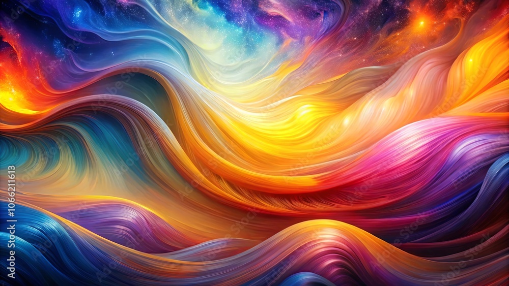 A Cosmic Tapestry of Fluid Hues and Glowing Stars, Interweaving Through the Infinite Depths A Cosmic Tapestry of Fluid Hues and Glowing Stars, Interweaving Through the Infinite Depths