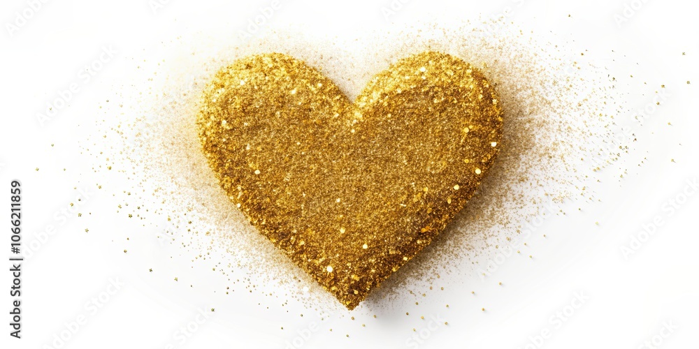 Gold glitter heart on a white background , celebration, love, romantic, shiny, sparkly, decoration, Valentine's Day Gold glitter heart on a white background , celebration, love, romantic, shiny, sparkly, decoration, Valentine's Day