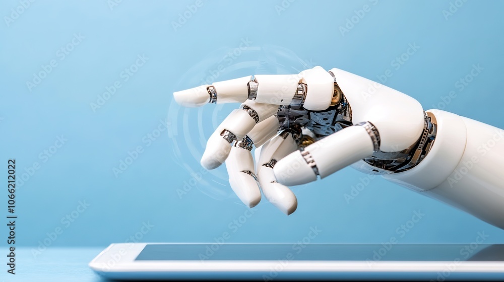 Human-Like Robot Hand Interacting with Tablet Screen Human-Like Robot Hand Interacting with Tablet Screen