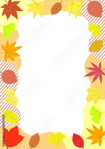 紅葉をあしらった秋のフレームイラスト背景素材