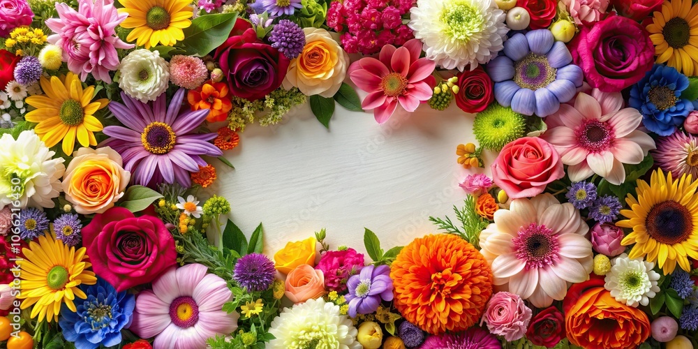Frame filled with vibrant flowers in a variety of colors , floral, arrangement, decor, nature, garden, bouquet, colorful Frame filled with vibrant flowers in a variety of colors , floral, arrangement, decor, nature, garden, bouquet, colorful