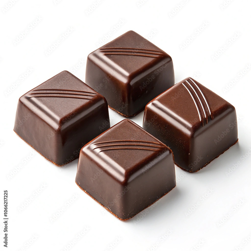 Chocolate thins with white cream filling isolated on white,Pile of chocolate square candies with cocoa filling isolated on a white background Chocolate thins with white cream filling isolated on white,Pile of chocolate square candies with cocoa filling isolated on a white background