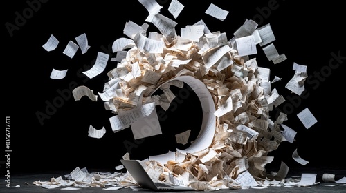 Swirling Vortex of Papers and Laptops