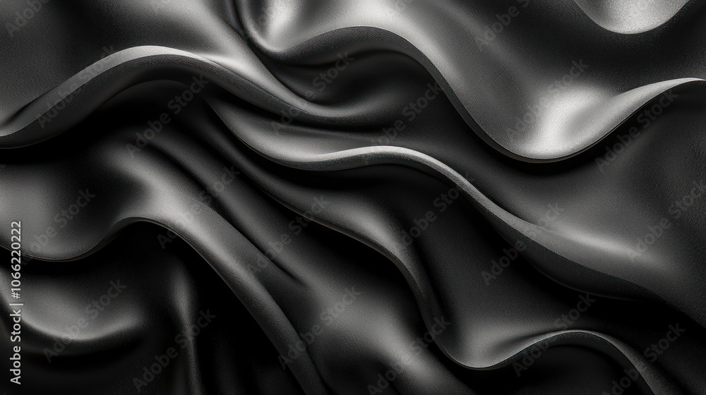 Fototapeta premium Abstract Black Fabric Texture with Smooth, Wavy Patterns