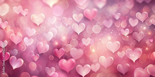 Abstract hearts on a pink background with soft blurred effect, love, romance, Valentine's Day, abstract, background, pink