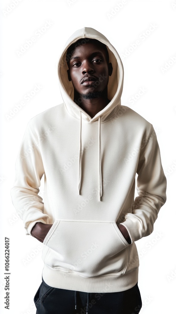 A young male wears a high-detail hoodie with drawstrings and fabric texture on display A young male wears a high-detail hoodie with drawstrings and fabric texture on display