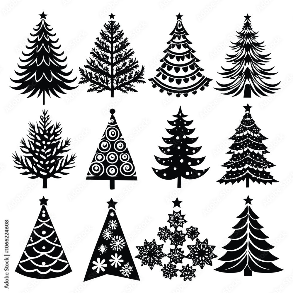 Obraz premium vector a set-of realistic christmas tree design