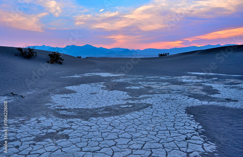 Sunset at Mesquite Flat Sand Dunes in Death Valley National Park, California.
 photo