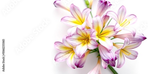 Freesia flower bunch on white background, white flowers, bouquets, small flowers