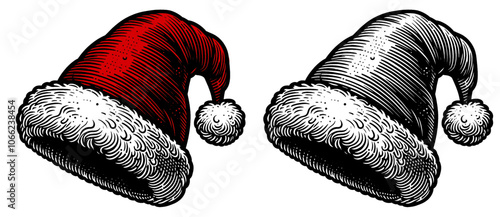 Cute Hand drawn Santa hat, vector sketch isolated on white background, SVG vector	