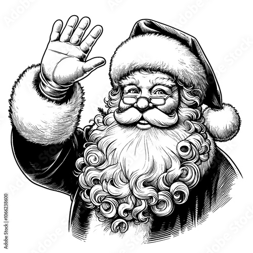 Cute Hand drawn Santa Claus portrait, vector sketch isolated on white background, SVG vector	