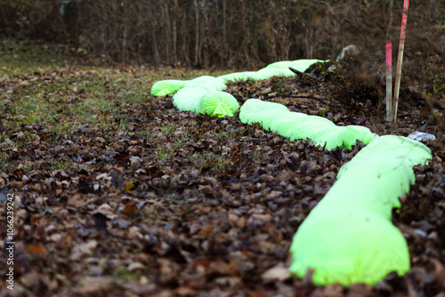 Photos erosion water protection filter sock barrier on leaves landscaping construction