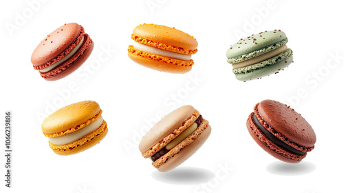 Wallpaper Mural Colorful Macarons Floating in the Air on a Transparent Background Generative AI Torontodigital.ca