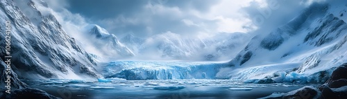 Majestic Snowy Mountains Surrounding a Glacial Lake