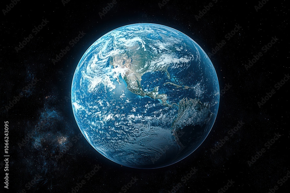 Obraz premium Earth Viewed From Space With North and South America Visible