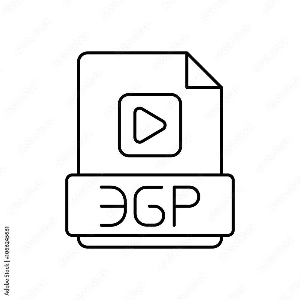 Outline Icon Document format 3GP, File Extension Outline Icon Document format 3GP, File Extension
