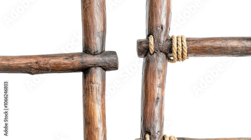 Rustic Wooden and Rope Ladders Collection on Transparent Background Generative AI photo