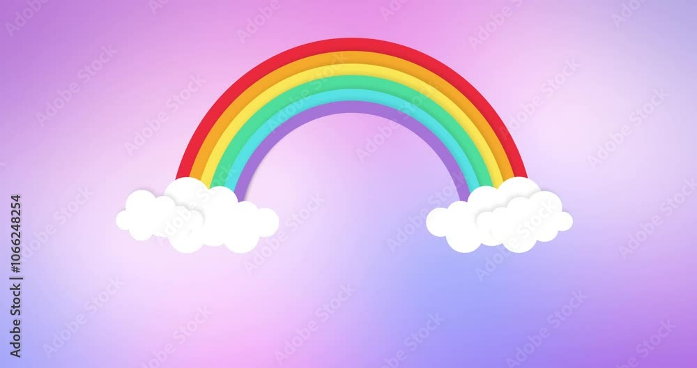 Animated cute rainbow with cloud on lavender background in 4K Animated cute rainbow with cloud on lavender background in 4K