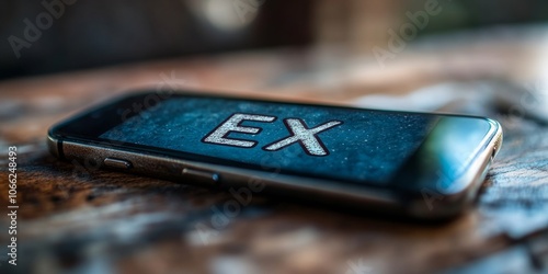 Text Your Ex Day Smartphone Screen with Heartfelt Message on Rustic Table