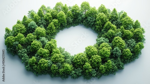A large circle of trees is shown in a forest. Generative AI