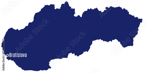 Photography silhouette map of slovakia with country capitals