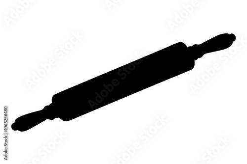 Wooden rolling pin silhouette vector illustration 