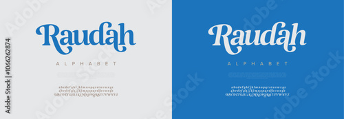 Raudah typography beauty fashion elegant minimalist serif italic fonts decorative wedding vintage retro logos. Minimal luxury font alphabet logo. Vector illustration