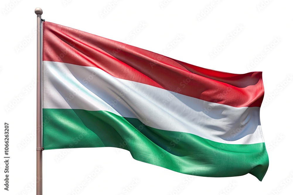 Hungarian Flag Isolated on White Background for Fashion Photography, Symbol of Hungary's Culture, National Identity, and Vibrant Colors, Perfect for Creative Projects and Designs Hungarian Flag Isolated on White Background for Fashion Photography, Symbol of Hungary's Culture, National Identity, and Vibrant Colors, Perfect for Creative Projects and Designs