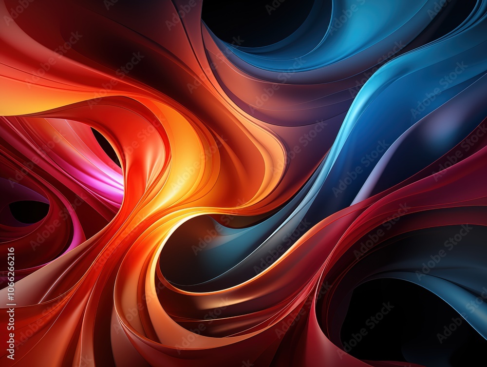 Abstract background with swirling colors, light effects, a swirling vortex, a blue and orange gradient, swirling patterns, glowing effects, spiral waves, a black background, a dark color scheme, dark Abstract background with swirling colors, light effects, a swirling vortex, a blue and orange gradient, swirling patterns, glowing effects, spiral waves, a black background, a dark color scheme, dark