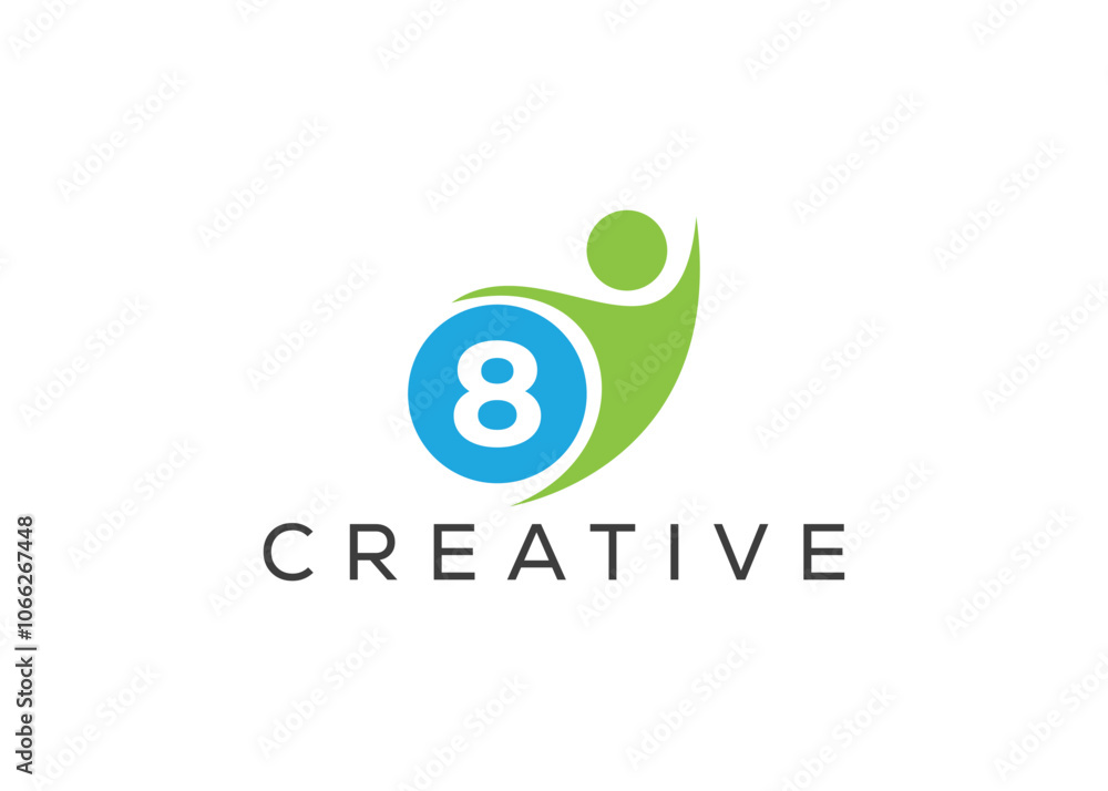 Obraz premium Creative and innovative number eight and man logo design. Eco man logo