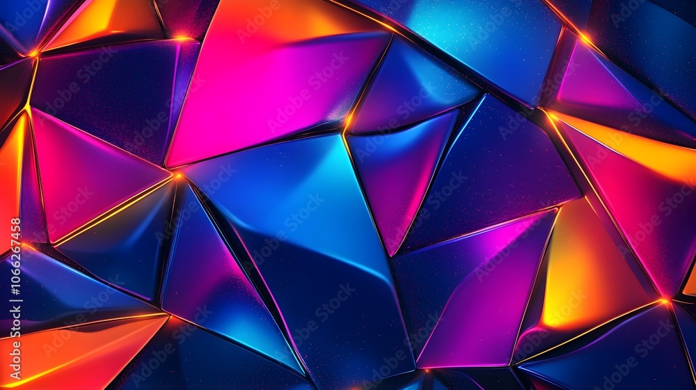 Vibrant Polygonal Background with Glowing Neon Accents in Retro Futuristic Aesthetic Vibrant Polygonal Background with Glowing Neon Accents in Retro Futuristic Aesthetic