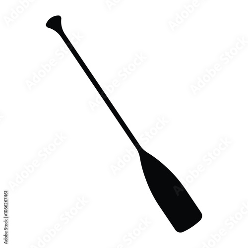 Canoe paddle vector icon. Kayak or canoe paddle black silhouette. River rafting. Symbol isolated on white background.