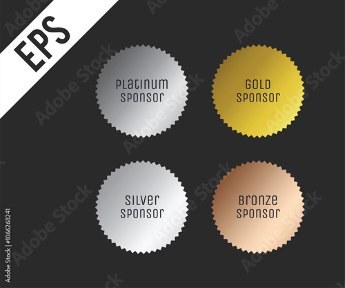 Platinum, Gold, Silver, Bronze sponsor Sign vector illustration