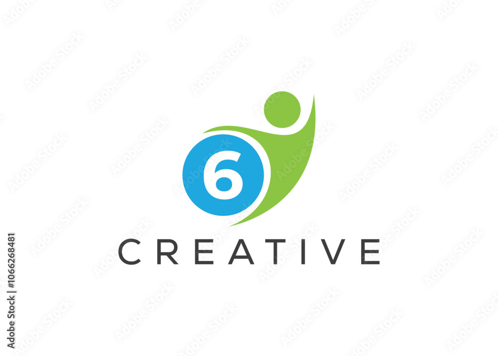 Creative and innovative number six and man logo design. Eco man logo Creative and innovative number six and man logo design. Eco man logo